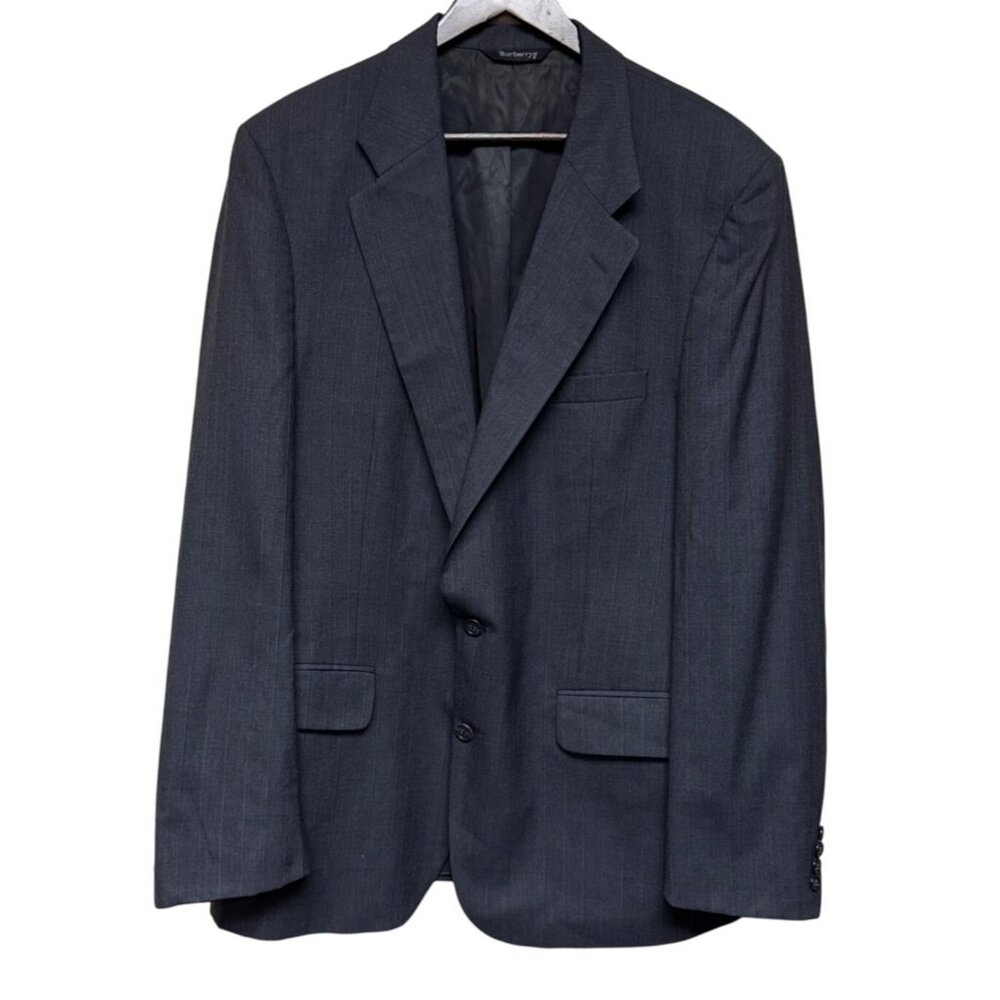 Burberrys' Men's Blazer 100% Wool Grey 90s Sport Coat Jacket Size 42 Long READ